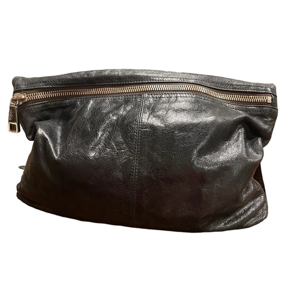 HOBO International black leather shoulder bag with silver hardware. P5 - Picture 3 of 7